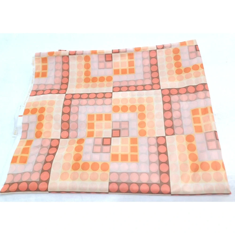 C. Alexander Mod VTG Myrtle Beach Orange Dot Blocks Knit 1 Pc 2 yards x 58